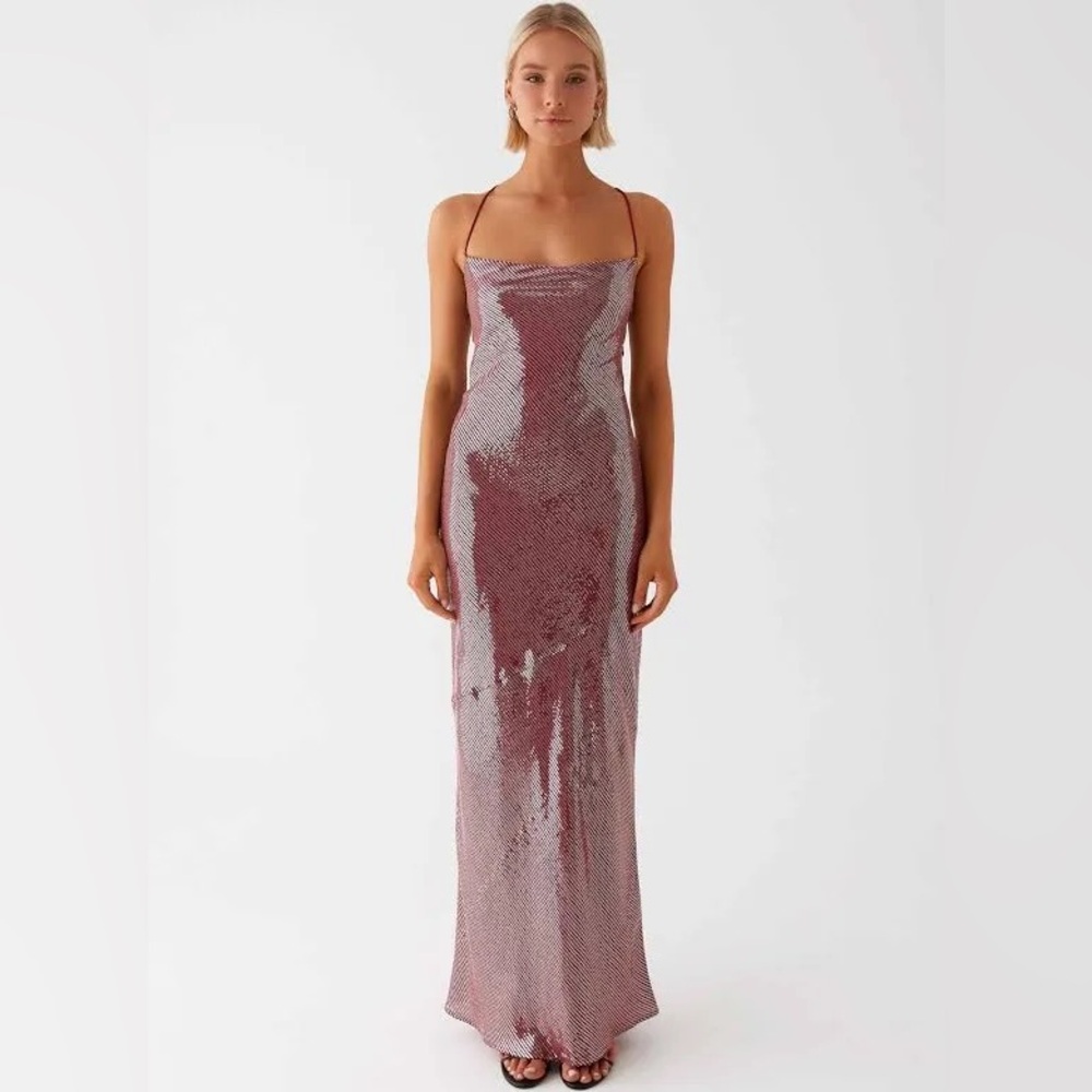 Peppermayo - Jada Sequin Maxi Dress - Red - Picture 3 of 4